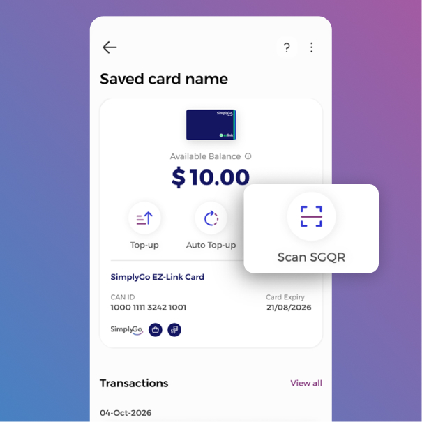 SimplyGo app Scan SGQR step 1