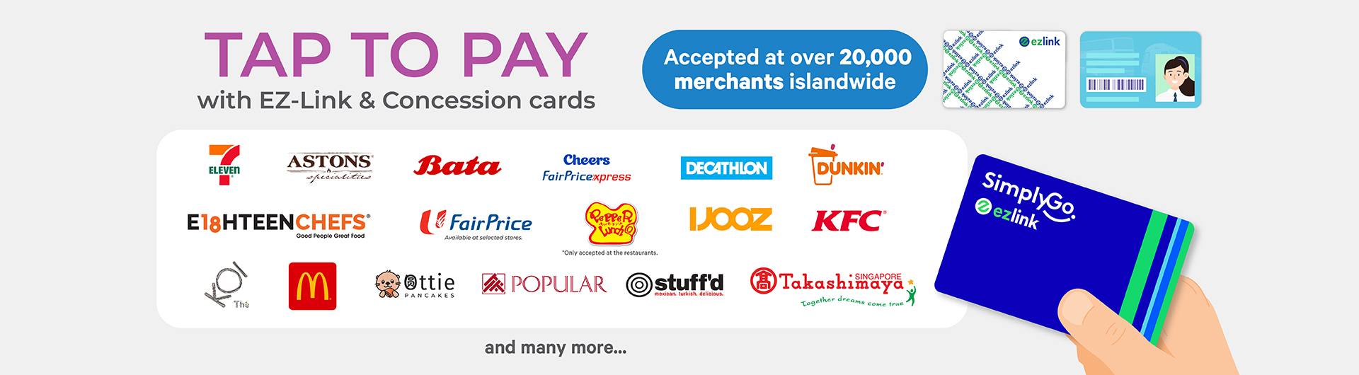 Retail merchants that accept EZ‑Link and SimplyGo EZ‑Link payments